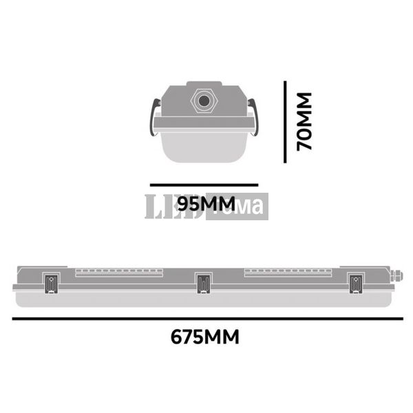 DP HOUSING 600 P 2XLAMP IP65 Лінійний вологозахищений світильник під лампи Т8 Ledvance (4099854118074) 4099854118074 фото