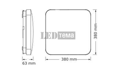 CEILING SQUARE SENSOR 38x38cm IP20 36W 3000К Накладний світильник з фотодатчиком OSRAM (4099854649059) 4099854649059 фото