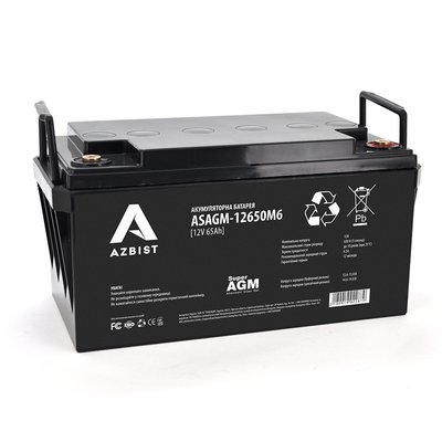 Акумулятор AZBIST Super AGM ASAGM-12650M6, Black Case, 12V 65.0Ah ( 348 х 168 х 178 ) Q1 ASAGM-12650M6 фото