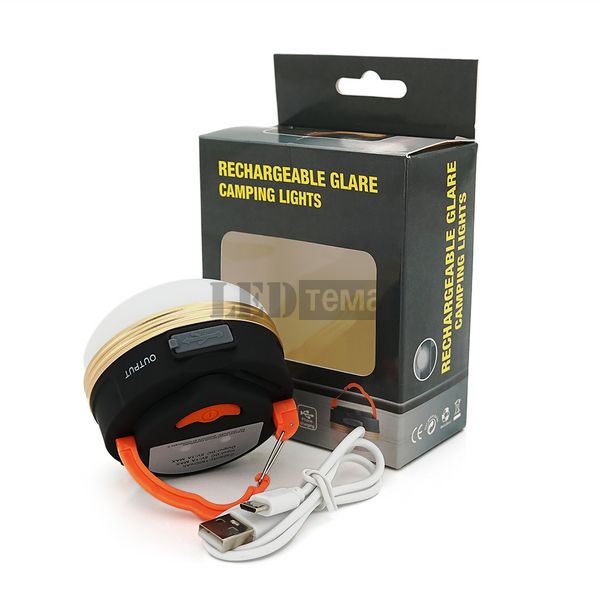 Ліхтарик для кемпінгу Voltronic Q5N, 3 режими, корпус-пластик, ударостійкий, ip44, вбудований акум 1800mAh, USB кабель, White/Black, BOX Q5N фото