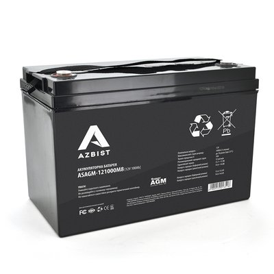 Акумулятор AZBIST Super AGM ASAGM-121000M8, Black Case, 12V 100.0Ah ( 329 x 172 x 215 ) Q1 ASAGM-121000M8 фото