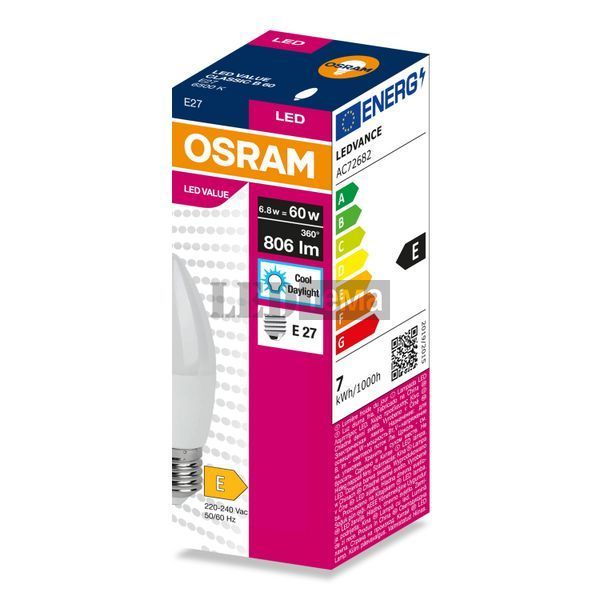 LED VALUE Classic B60 6,8W 4000K FR E27 Світлодіодна лампа Osram (4099854545306) 4099854545306 фото