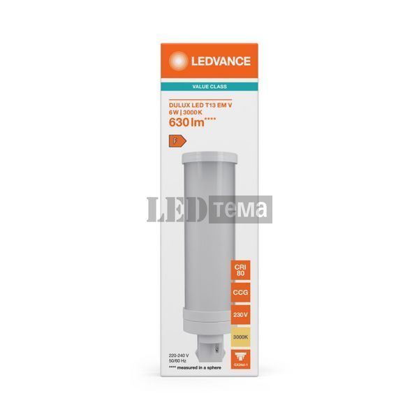 DULUX LED T13 EM V 6W 830 FR GX24D-1 Світлодіодна лампа Ledvance (4058075823211) 4058075823211 фото