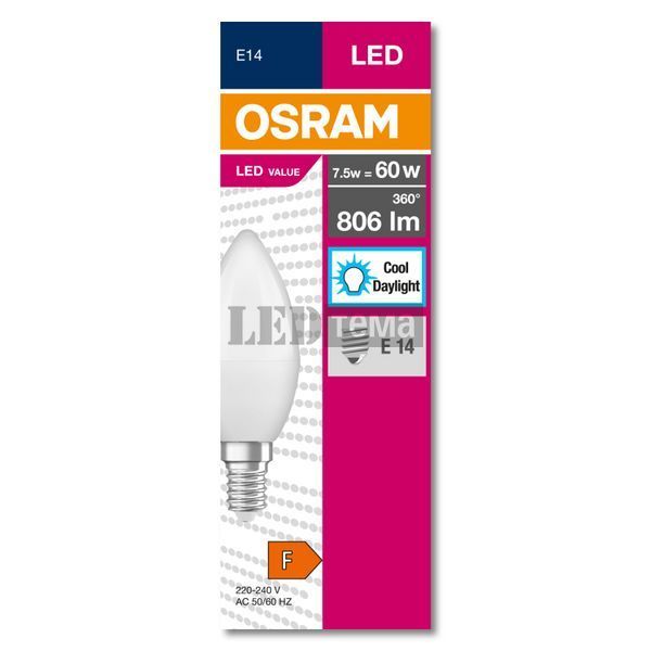 LED Star Classic B60 7,5W 827 FR E14 Светодиодная лампа Osram (4058075311909) 4058075311909 фото