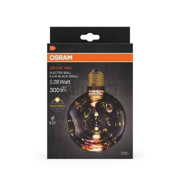 DECOR LED FLAT LAMP 3,5W 827 E27 Non-DIM IN ELECTRO GLASS SMALL BLACK Декоративна світлодіодна лампа Osram (4099854607332) 4099854607332 фото