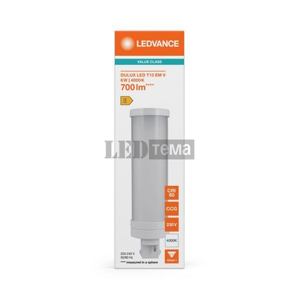 DULUX LED T13 EM V 6W 840 FR GX24D-1 Светодиодная лампа Ledvance (4058075823235) 4058075823235 фото