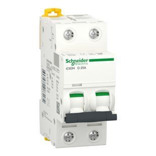 Автоматичний вимикач iC60H 2P 25A D Schneider Electric (A9F85225) A9F85225 фото