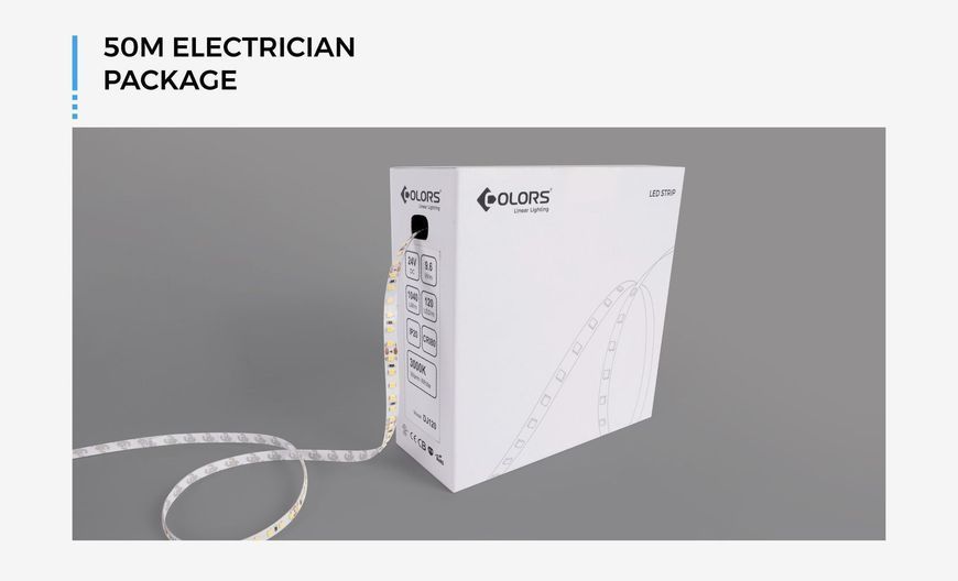 LED лента 120-2835-12V-IP20 8,8W 1000Lm 6000K 50м COLORS (DJ120-12V-8mm-W_DP50) DJ120-12V-8mm-W_DP50 фото