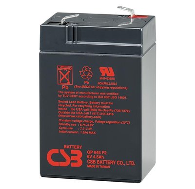 Акумуляторна батарея CSB GP645, 6V 4.5Ah Q20 GP645 фото