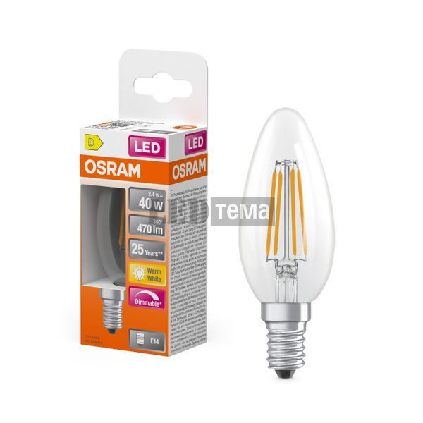 LED Superstar Classic B40 Filament DIM 3,4W 827 CL E14 Світлодіодна лампа димована Osram (4099854445712) 4099854445712 фото