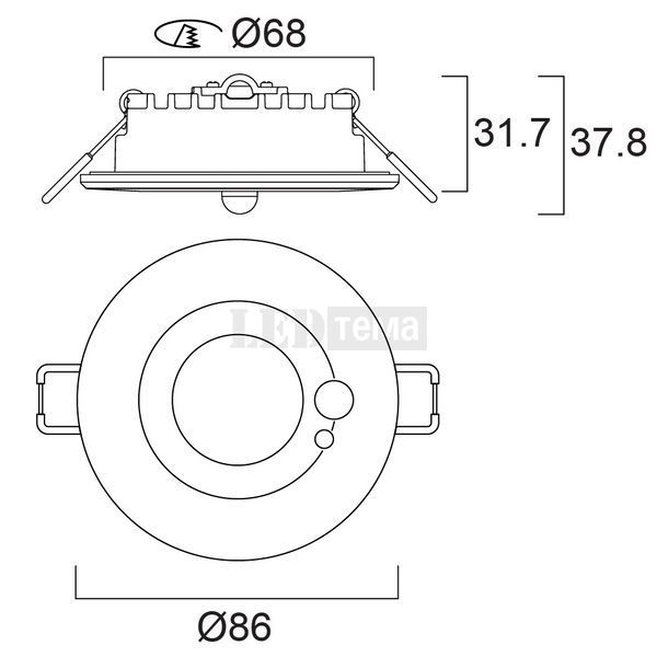 START Spot IP65 PIR 1050LM 3CCT WHT 10W Светильник врезной влагозащищенный с переключателем температуры цвета и датчиком присутствия Sylvania (0005191) 0005191 фото