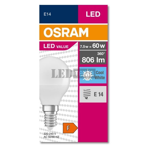 LED VALUE CL P60 6,5W/840 230V FR E14 10X1 світлодіодна лампа кулька OSRAM (4058075311923) 4058075311923 фото