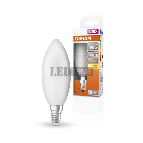 LED STAR CL B60 7,5W/827 230V FR E14 6X1 OSRAM Светодиодная лампа (4058075428546) 4058075428546 фото