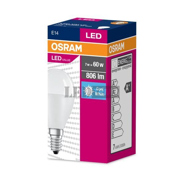 LED VALUE CL P60 6,5W/840 230V FR E14 10X1 світлодіодна лампа кулька OSRAM (4058075311923) 4058075311923 фото
