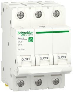 Автоматический выключатель 6kA 3P 63A В, Resi9 Schneider Electric (R9F02363) R9F02363 фото