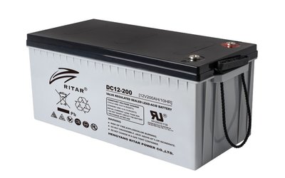 Акумуляторна батарея CARBON RITAR DC12-200C, Black Case, 12V 200.0Ah, 2000-5000 циклів, до 15 років термін служби, (522 * 219 * 224) Q1 DC12-200C фото