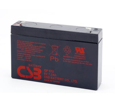 Акумуляторна батарея CSB GP672, 6V 7.2Ah (151х34х94мм) GP672 фото