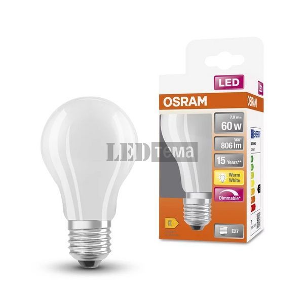 LED CL A60 DIM 6,5W/827 230V GL FR E27 6X1 OSRAM Світлодіодна лампа димована (4058075054240) 4058075054240 фото