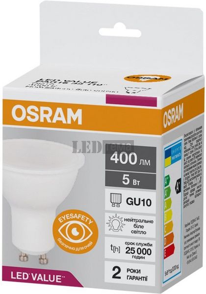 LED PAR16 35 5W/840 230V GU10 10X1 UA OSRAM Світлодіодна лампа (4058075689541) 4058075689541 фото