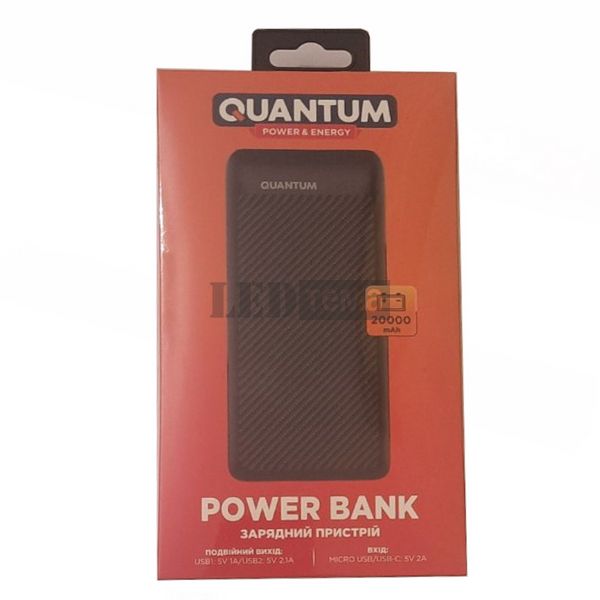 Універсальний мобільний акумулятор  (Power bank) Quantum QM-PB1020 black 20 000mAh  3.7V (2-USB) QM-PB1020 фото