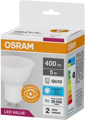 LED PAR16 35 5W/865 230V GU10 10X1 UA OSRAM Светодиодная лампа (4058075689572) 4058075689572 фото