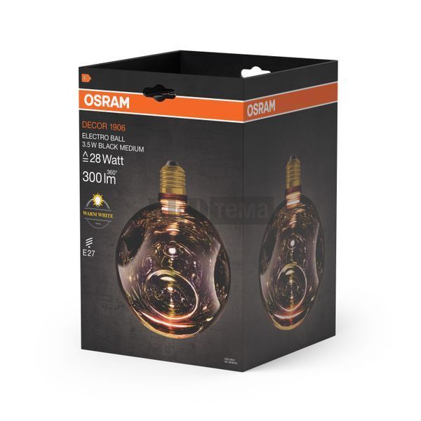 DECOR LED FLAT LAMP 3,5W 827 E27 Non-DIM IN ELECTRO GLASS MEDIUM BLACK Декоративна світлодіодна лампа Osram (4099854607370) 4099854607370 фото