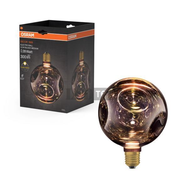 DECOR LED FLAT LAMP 3,5W 827 E27 Non-DIM IN ELECTRO GLASS MEDIUM BLACK Декоративна світлодіодна лампа Osram (4099854607370) 4099854607370 фото