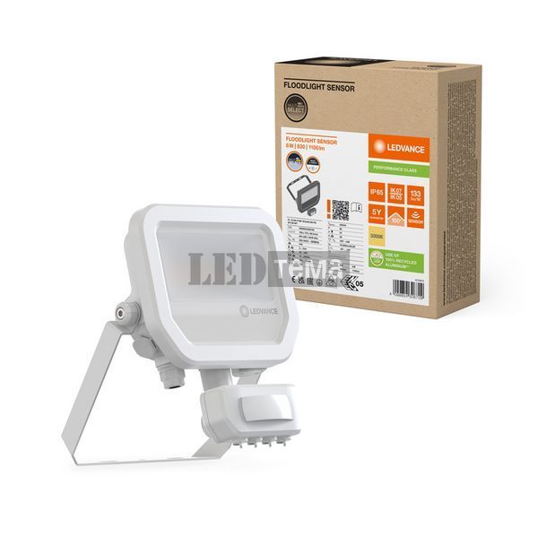 FL 10 SN P 8W 1K2LM 830 PS SY100WT прожектор с переключателем мощности датчиком движения и освещенности Ledvance (4099854306709) 4099854306709 фото