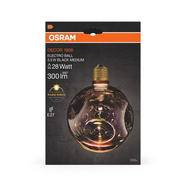 DECOR LED FLAT LAMP 3,5W 827 E27 Non-DIM IN ELECTRO GLASS MEDIUM BLACK Декоративна світлодіодна лампа Osram (4099854607370) 4099854607370 фото