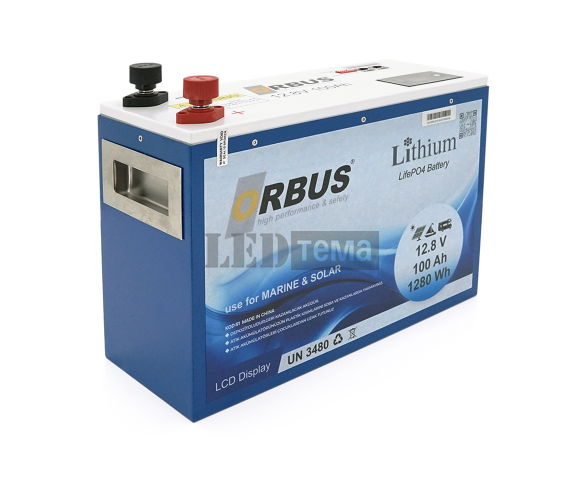 Акумуляторна батарея ORBUS LiFePO4 12,8V 100Ah,(100/100A) 360x140x250 mm, 12kg (LIT12-100Б) LIT12-100Б фото