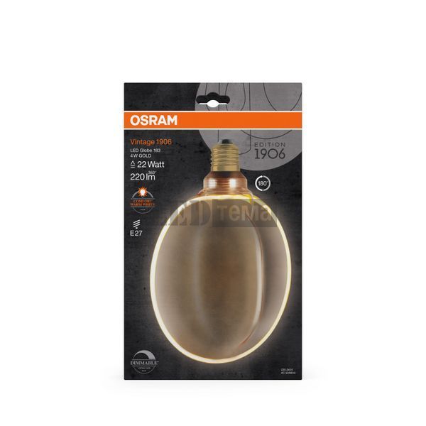 Vintage 1906 Globe 183 Filament O Lamp DIM 4W 818 Gold E27 Декоративная светодиодная лампа диммируемая Osram (4058075846043) 4058075846043 фото
