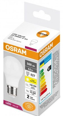 LED VALUE CL A60 6,5W/830 230VFR E27 10X1 OSRAM Светодиодная лампа (4058075623040) 4058075623040 фото