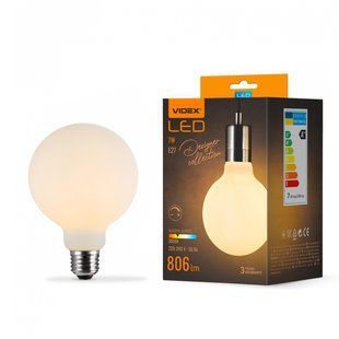 Filament G80 E27 7W 806лм 3000K AC220-240В 360&deg; светодиодная лампа филаментная диммируемая VIDEX (VL-DG80MO) VL-DG80MO фото