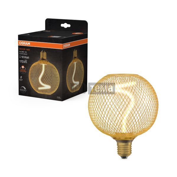 DECOR LED SPIRAL FILAMENT GLOBE 125 18 GOLD DIM 3,5W 818 E27 Декоративная светодиодная лампа диммируемая Osram (4058075840201) 4058075840201 фото