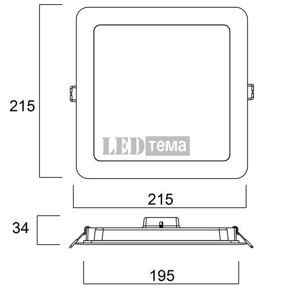 START Downlight eco 195 Square 1650LM 840 15W Светильник квадратный врезной Sylvania (0055192) 0055192 фото