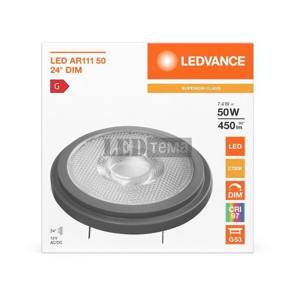 LED AR111 50 24&deg; DIM S 7,4W 927 12V G53 Низьковольтна світлодіодна лампа димована Ledvance (4099854048524) 4099854048524 фото
