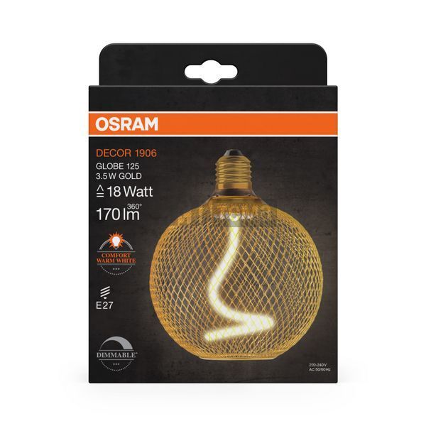 DECOR LED SPIRAL FILAMENT GLOBE 125 18 GOLD DIM 3,5W 818 E27 Декоративная светодиодная лампа диммируемая Osram (4058075840201) 4058075840201 фото