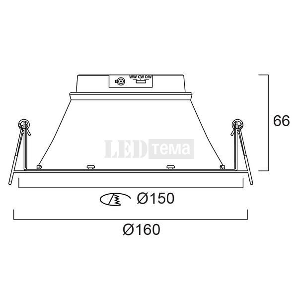 Nexo 150 IP54 800-2350LM 3CCT MULTI 19,5W Светильник врезной круглый с переключателем мощности и цветовой температуры Sylvania (0030365) 0030365 фото