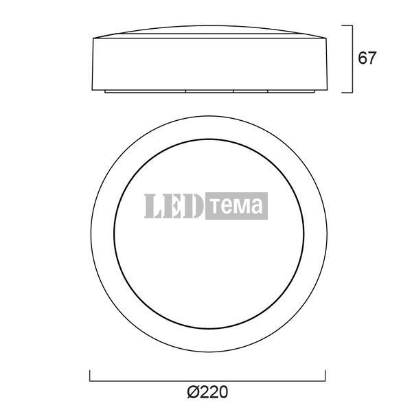 Novella IP66 1600/1725 830/840 DALI BLACK 13,5W Світильник накладний круглий керований Sylvania (0040054) 0040054 фото