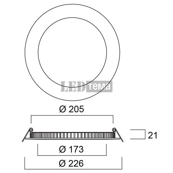 START Downlight Flat 205 IP44 1550LM 830 DIM 17W Світильник круглий врізний димований Sylvania (0054122) 0054122 фото