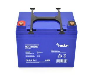 Акумуляторна батарея MERLION EURO AGM MLTS12330M6 12 V 33 Ah (195 x 130 x 155 (165)), 9.7 kg Blue ( ліворуч), Q1 MLTS12330M6+ фото