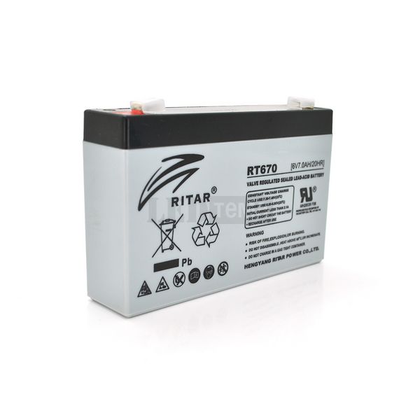 Акумуляторна батарея AGM RITAR RT670, Black Case, 6V 7.0Ah ( 151х34х94 (100) ) Q20 RT670 фото