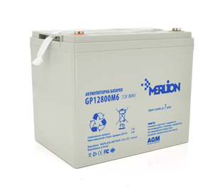 Акумуляторна батарея MERLION AGM GP12800M6 12 V 80 Ah ( 260 x 165 x 210 (215) ), 20.8 kg, Grey, Q1/48 GP12800M6 фото