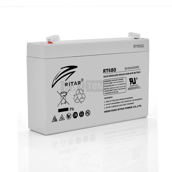 Акумуляторна батарея AGM RITAR RT680, Black Case, 6V 8Ah ( 151х34х94 (100) ) Q10 RT680 фото