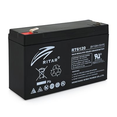 Акумуляторна батарея AGM RITAR RT6120A, Black Case, 6V 12Ah ( 150 х 50 х 93 (99) ) Q10 RT6120A фото