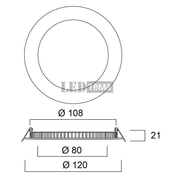 START Downlight Flat 108 IP44 600LM 840 DIM 7W Світильник круглий врізний димований Sylvania (0054119) 0054119 фото