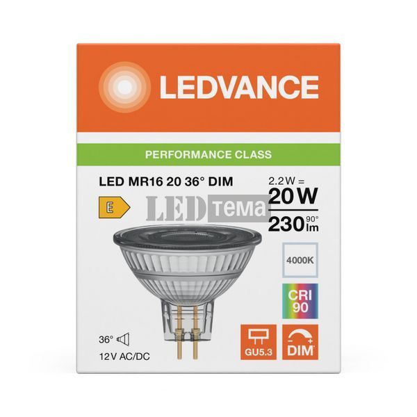 LED MR16 20 36&deg; DIM P 2.2W 940 12V GU5,3 Низьковольтна світлодіодна лампа димована Ledvance (4099854456558) 4099854456558 фото