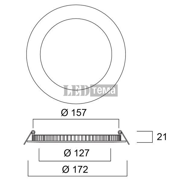 START Downlight Flat 157 IP44 1100LM 840 DIM 12W Світильник круглий врізний димований Sylvania (0054121) 0054121 фото